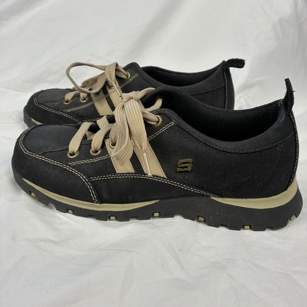 Vintage Y2K Sketchers Black Suede Bowling Oxford Sneakers Chunky Womens 9